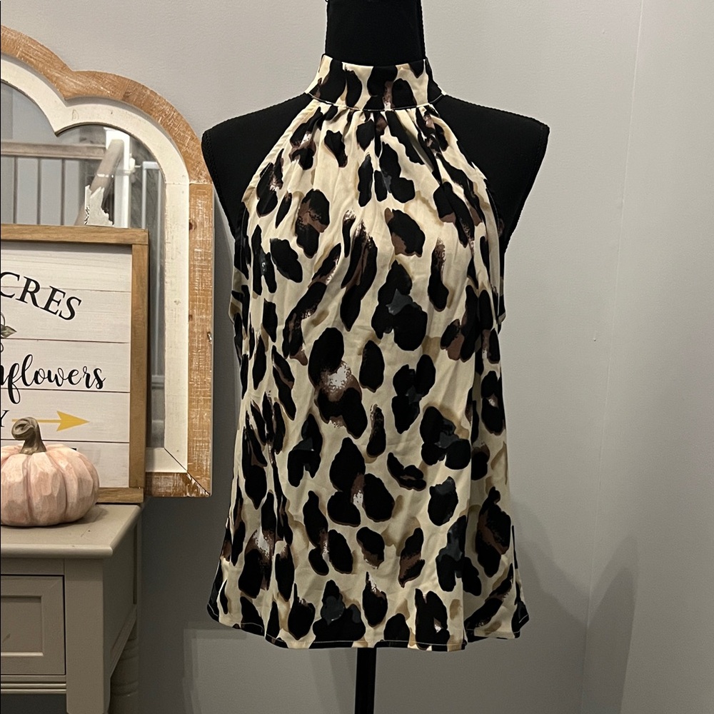 SHEIN Animal Print Halter Blouse